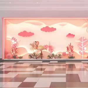Mağaza için özel pencere ekran yapay fiberglas Flamingo pencere dekorasyonu görsel dekorasyon hayvan heykel