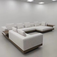 Canapé modulaire d'angle haut de gamme personnalisé en tissu, confortable pour salon