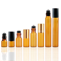 Daize 2ml-10ml Zylindrische Kosmetik-Rollflaschen (Bernsteinfarbenes Lichtundurchlässiges Braunglas für Ätherische Öle) Modell 3