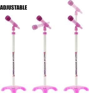 <span class=keywords><strong>Guitare</strong></span> électrique rose pour enfants et ensemble de microphone : 6 cordes, support réglable, <span class=keywords><strong>8</strong></span> chansons de démonstration, jouet musical - Product Image 3