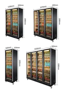 Equipamento de refrigeração comercial de luxo, 1 ~ 4 portas, vitrine de bebidas, refrigerador e freezer para supermercado