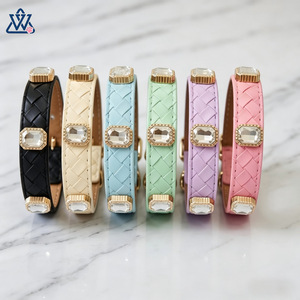 Wangwuwu <b>Pet</b> <b>Collar</b> For Dogs And Cats Jeweled Luxury White Leather All Seasons - Product Image 4