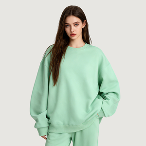 TKAN411 Unisex Oversized Drop Shoulder Fleece bordado cuello redondo sudadera personalizada mujer algodón Oversized Pullover Streetwear - Product Image 2