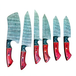 Coffret de 5 couteaux de chef LEGACY BLADES en acier Damas, manche en bois fait main, 67 couches, durables, tranchants, ambidextres, à lame droite - Product Image 1