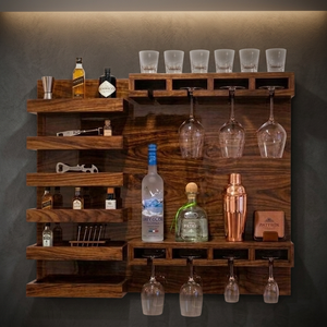 Handcrafted Rustic Acacia Wood Single Tier Floor Type <b>Bar</b> <b>Shelf</b> Unit 90x80x20cm for Living Room-Aqudus Saleem Wholesale Home - Product Image 3