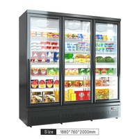Congélateur vertical à porte vitrée à fermeture automatique, 4 portes, avec réfrigérant R134a/R404a/R290a pour épicerie/supermarché