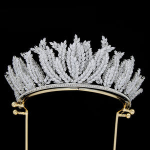 Luxe mariée Zircon diadèmes couronne mariage haute qualité diamant cheveux accessoires diadèmes princesse Pageant feuille strass coronas - Product Image 1