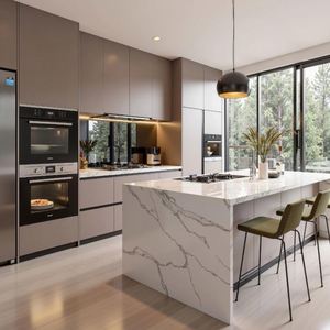 Armoires de cuisine modernes en bois massif avec design à panneaux, installation facile et écologiques - Product Image 1