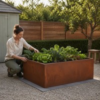Jardinière rectangulaire en acier corten résistant aux intempéries, finition rouille écologique, pour jardin extérieur, patio