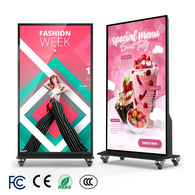 Ultra Slim 75 Inch 20-Point Touch Floor Standing Smart Digital Signage Information Display for Retail Indoor Commercial Screen