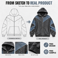 Sweat à capuche zippé personnalisé en molleton de coton épais avec panneau en V et effet éclaboussures de peinture, veste à capuche entièrement zippée pour homme, style streetwear