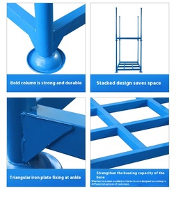 Tùy chỉnh Heavy-Duty sơn tĩnh điện thép có thể gập lại kim loại kho xếp chồng giá Stackable có thể gập lại thép Pallet lưu trữ - Product Image 3