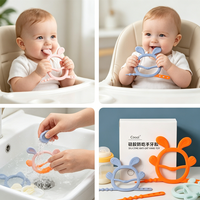 Jouet de dentition en silicone souple pour bébé OEM ODM, sûr et facile à saisir, anneaux de dentition en silicone pour bébé