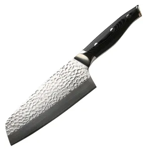 Nhật Bản Damascus Thép AUS10 Hammer Grain Blade Đôi Bolsters Ergonomic Micarta Dao Xử Lý Trung Quốc Bếp Đầu Bếp Dao