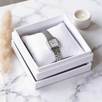 Boîte d'emballage de luxe personnalisée en carton blanc avec insert en velours pour montre-bracelet, bijoux, présentation et rangement