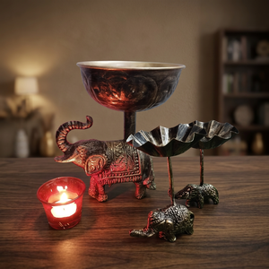 Best Selling Autiraz Handmade Elegant Brass Diya with Classic Elephant Design <b>Lantern</b> for Diwali Worship & Home Decoration - Product Image 3