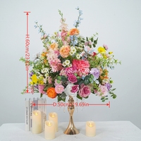 Op maat gemaakte blauwroze kunstbloemenballen tafeldecoratie bruiloft feestdecoratie zijden rozen hortensia grote bloemenbal