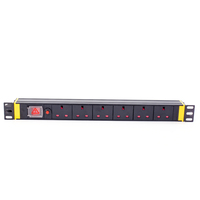 PDU de type 1U à 6 prises pour rack réseau, avec coque en alliage d'aluminium et protection contre les surcharges, pour standard international 19 pouces