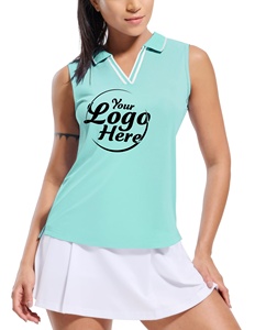 Tennis Wear Women's <b>Sleeveless</b> <b>Golf</b> Polo Shirts Dry Sportswear Fit Collared Tank <b>Tops</b> V Neck Ribbed Athletic Tennis Shirt - Product Image 5