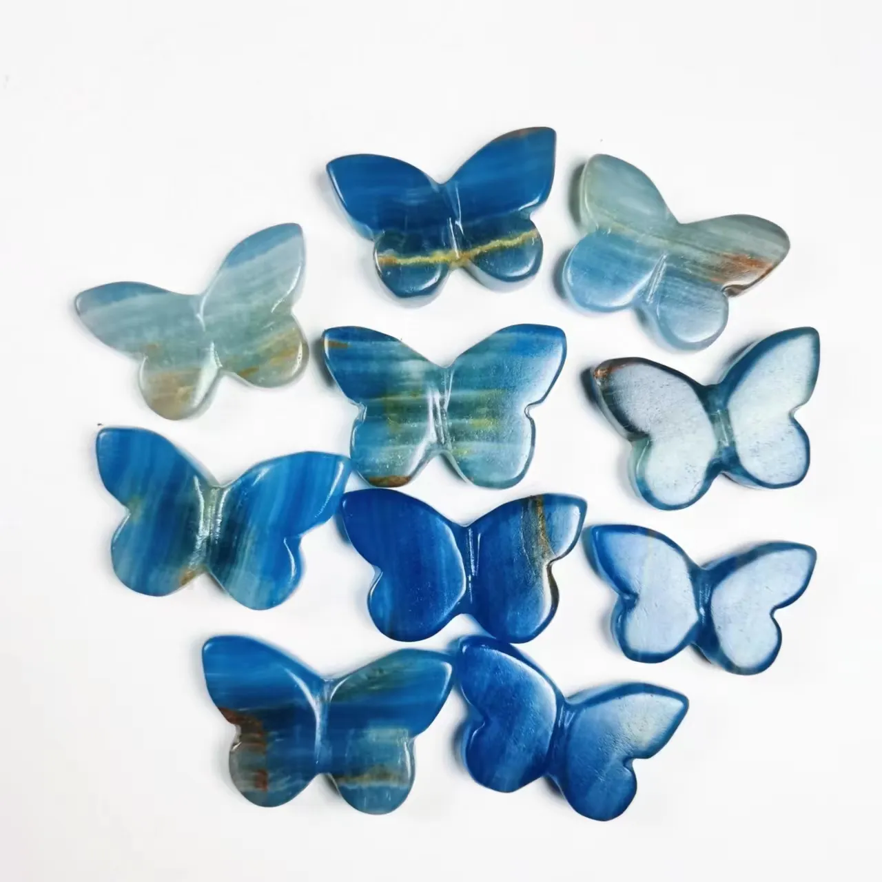 3.5-5cm Butterfly Natural Crystal Carving Crafts Blue Onyx Butterfly For Home Decor
