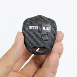 Smart Key Protector Key Cover Case Voor Mitsubishi Lancer Mirage Outlander Sport 2 3 4 Knop Koolstofvezel Siliconen