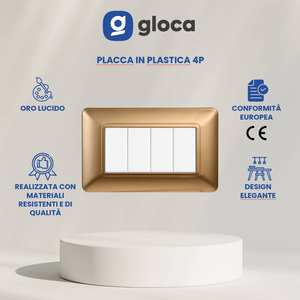 Interruptor de pared Gloca, panel táctil de 4 vías, plástico, 4 interruptores, acabado dorado, juego de 3 piezas - Product Image 3