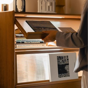 Museum Style <b>Sideboard</b> Living Room Cabinet 900mm Height 5 Compartments <b>Storage</b> Cherry Wood Solid Wood - Product Image 3