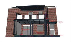 Véranda en alliage d'aluminium avec carrelage en wpc, <span class=keywords><strong>auvent</strong></span> au deuxième étage autour des portes en verre <span class=keywords><strong>et</strong></span> mur en panneau d'aluminium - Product Image 3