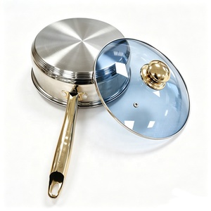 Ensemble de 3 casseroles empilables en acier inoxydable de 26 cm/28 cm/30 cm, avec couvercle en verre bleu - Product Image 3