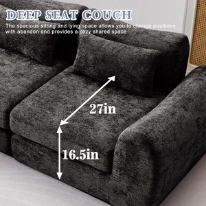 Sofá Cama Modular en la Nube, Sofá Seccional sin Estructura con Chaise Longue para Sala de Estar/Dormitorio, Sofá Shennel sin Montaje - Product Image 3