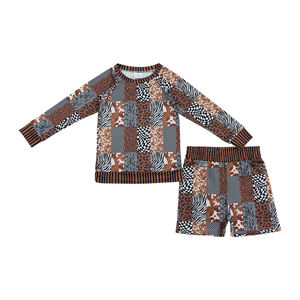 Vente en gros, t-shirts à manches courtes bleus pour garçons en bas âge, motif lapin de Pâques, shorts camouflage, ensemble en spandex/polyester, haute qualité - Product Image 5