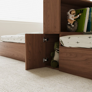 <span class=keywords><strong>Letto</strong></span> Matrimoniale in Legno per Una o Due Stanze con Partizione Separata, <span class=keywords><strong>Letto</strong></span> Contenitore per Bambini, Colore Noce Personalizzabile - Product Image 5