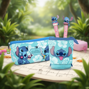 For Dis-ney Lilo and Stitch Aloha-Cute Pencil Case + 2 <b>Erasable</b> Gel <b>Pens</b>, Blue - Product Image 3
