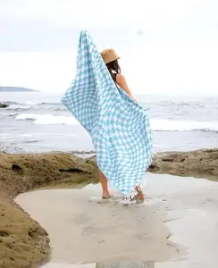 批发定制环保有机棉豹纹沙滩巾