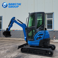 Mini-excavatrice sur chenilles de 2 tonnes avec chenilles en caoutchouc, moteur diesel, système hydraulique pour travaux agricoles et aménagement paysager