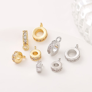 Zircon <b>Set</b> Round Pendant Spacer <b>Bead</b> 18K Gold Plated Jewelry Buckle DIY Bracelet Necklace Connector Findings Components - Product Image 1