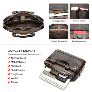 Luxury <b>Men's</b> Genuine Leather <b>Messenger</b> <b>Bag</b> Soft Portable Laptop Briefcase <b>for</b> Business - Product Image 5