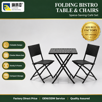 Ensemble de table et chaises pliantes d'extérieur, 3 pièces, mobilier de bistrot noir pour patio