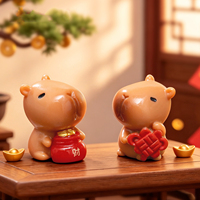 Figur Resin Capybara Imut Pembawa Keberuntungan, Ornamen Meja Tionghoa untuk Dekorasi Rumah, Mobil, Hadiah Festival, dan Dekorasi Meja
