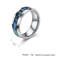 Bague de couple en acier inoxydable de haute qualité avec incrustation de coquille d'ormeau, bague de mariage empilable tendance pour hommes et femmes, à porter au quotidien