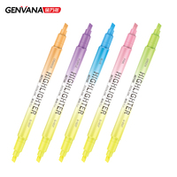 Lot de surligneurs pastel biseautés double-pointe, 6 couleurs, pour l'école et le bureau