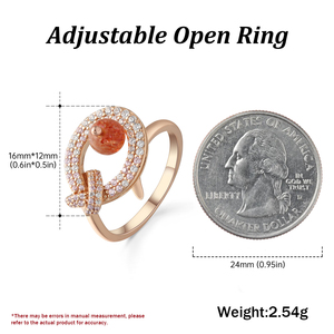 Bague en argent sterling 925 réglable en or rose 18 carats à la mode pour femmes Bague en pierre de cristal fin en cristal naturel - Product Image 4
