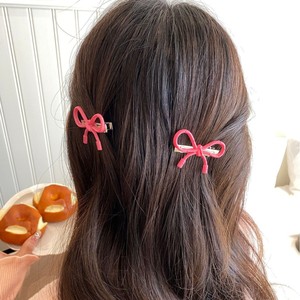 Horquilla sencilla con lazo rosa de lunares, estilo de alta gama para otoño e invierno, clip para flequillo, clip lateral, accesorio para el cabello. - Product Image 3