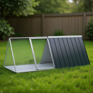 Cage à lapins en acier galvanisé anthracite 79,3x31,7x28 pouces, cage extérieure pour animaux de compagnie, design rectangulaire durable - Product Image 2