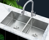 Évier de cuisine double en acier inoxydable 304/201 de haute qualité, extensible, anti-rayures, sans robinet, par les fabricants d'acier inoxydable