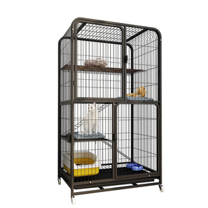 猫饲养笼不锈钢笼猫宠物带4个轮子和<span class=keywords><strong>2</strong></span>个前门定制猫笼 - Product Image 4