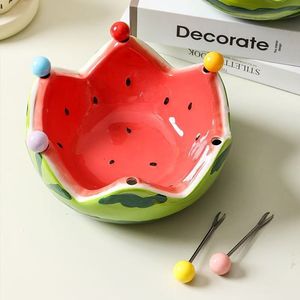 Juego de frutero creativo de sandía de alta calidad con tenedor, ideal para uso doméstico en la mesa de centro de la sala de estar, plato para frutas, ensaladera - Product Image 3
