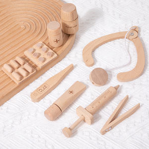 टॉडलर्स ने टॉडलर डॉक्टर रोल प्ले डॉक्टर की भूमिका निभाने वाले प्राकृतिक लकड़ी के बच्चों को 3 + डॉक्टर किट प्ले सेट टॉय - Product Image 1