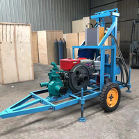 Plateforme de forage de puits d'eau portable à petite échelle, moteur diesel avec commande hydraulique, profondeur maximale de 200 m, fonctionnement facile pour l'agriculture et l'usage domestique