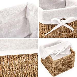 Keten çanta ile giyinik çamaşır sepeti ekmek kutusu silikon katlanabilir yuvarlak sepetleri Rattan tepsi kök bölünmüş çamaşır Set - Product Image 3